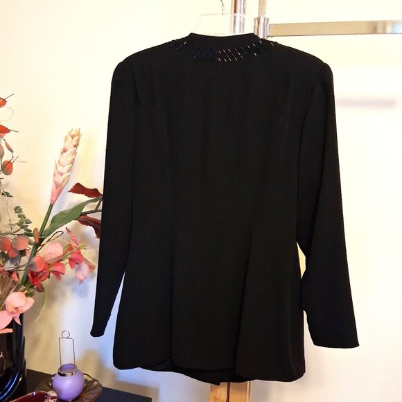 Preowned Women's Zakura 2 Piece Black Lined Beaded Blazer & Dress Set 10 M - Picture 16 of 16